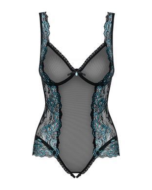 (SALE) Сетчатое боди на косточках Obsessive Amanta teddy S/M, черное, с доступом SO7198 фото