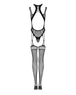 (SALE) Ажурный бодистокинг с отверстиями Obsessive Bodystocking G327 black S/M/L, черный, комбинезон, с дос SO7248 фото