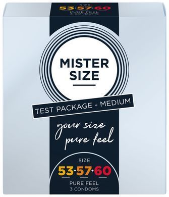 Набор презервативов Mister Size - pure feel - 53&ndash;57&ndash;60 (3 condoms), 3 размера, толщина 0,05 мм SO8040 фото