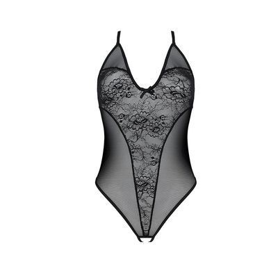 Боди с ажурным декором и открытым шагом Passion URSULA BODY S/M, black SO5830 фото