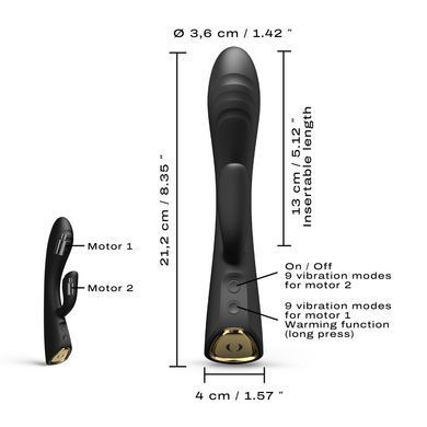 Вібратор-кролик з підігрівом Dorcel FLEXI RABBIT BLACK, гнучкий стовбур SO6816 фото