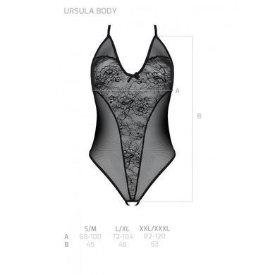 Боди с ажурным декором и открытым шагом Passion URSULA BODY S/M, black SO5830 фото