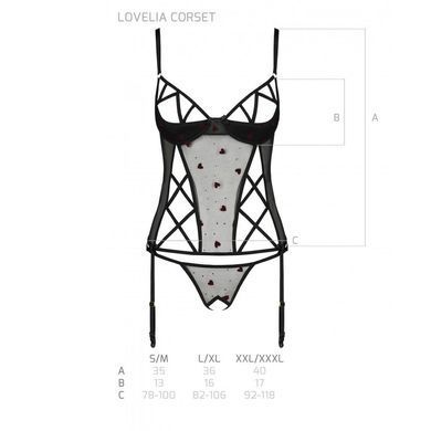 Корсет з підв'язками, стрінги Passion LOVELIA CORSET XXL/XXXL, black SO4767 фото