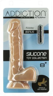 Гибкий фаллоимитатор на присоске ADDICTION &mdash; ANDREW 8&Prime; Silicone Dong &mdash; Caramel, вибропуля в подарок SO5579 фото