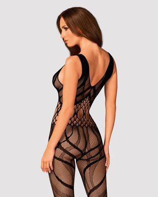 Сетчатый бодистокинг с вырезами и рисунком Obsessive Bodystocking G328 S/M/L, черный, комбинезон SO7249 фото