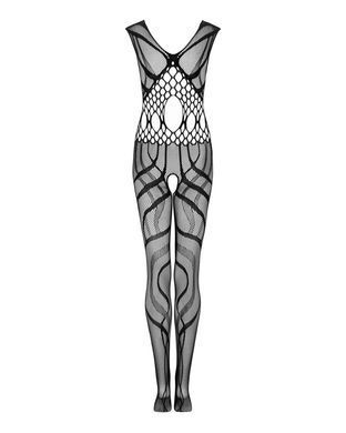 Сетчатый бодистокинг с вырезами и рисунком Obsessive Bodystocking G328 S/M/L, черный, комбинезон SO7249 фото