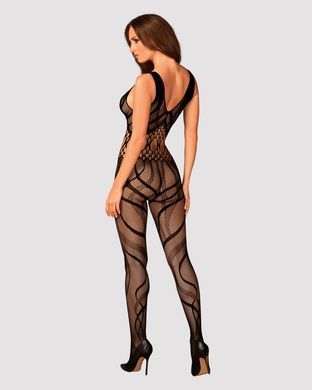 Сетчатый бодистокинг с вырезами и рисунком Obsessive Bodystocking G328 S/M/L, черный, комбинезон SO7249 фото