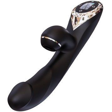 Вакуумный вибратор-кролик с подогревом KISTOY A-King Pro Black, с LED-экраном SO4080 фото