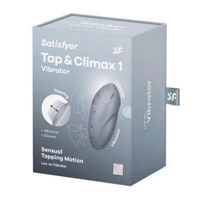 Вібростимулятор-пульсатор Satisfyer Tap & Climax 1 Bluegrey, ефект постукування пальцем, 2 мотори SX0568 фото