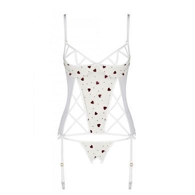 Корсет з підв'язками, стрінги Passion LOVELIA CORSET L/XL, white SO4768 фото