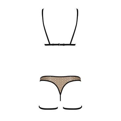 Эротический комплект нижнего белья Passion GABI SET XXL/XXXL beige, трусики с гартерами SO8438 фото