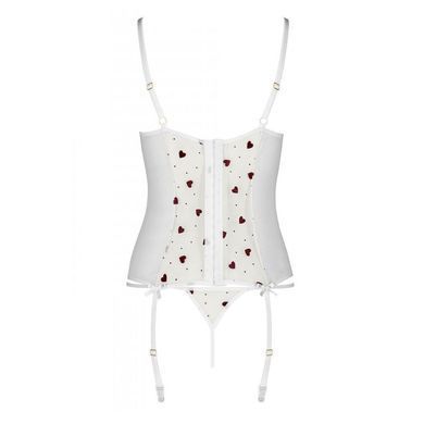 Корсет з підв'язками, стрінги Passion LOVELIA CORSET L/XL, white SO4768 фото