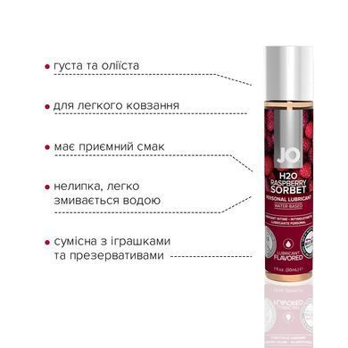 Смазка на водной основе JO H2O &mdash; Raspberry Sorbet (30 мл) без сахара, растительный глицерин SO1468 фото
