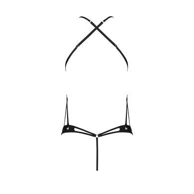 Боди с открытым доступом Passion TASMINA BODY L/XL black, экокожа, шнуровки, ажурные кружева SO8488 фото