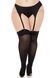 Чулки Leg Avenue Lace top opaque thigh highs, 1X/2X, черные, полупрозрачные, кружевная резинка SX1045 фото 1
