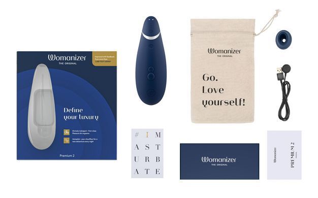 Вакуумний кліторальний стимулятор Womanizer Premium 2 - Blueberry, функції Autopilot та Smart Silence SO8752 фото