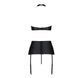 Комплект із екошкіри Passion NANCY SET 6XL/7XL black, імітація шнурівки, топ, пояс для панчіх SO7107 фото 4