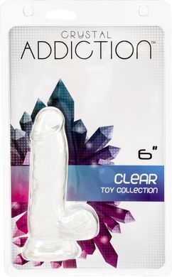 Прозрачный фаллоимитатор на присоске ADDICTION &mdash; Clear Dildo with Balls 6&Prime;, вибропуля в подарок SO5580 фото