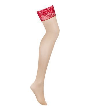 Панчохи під пояс із широким мереживом Obsessive Lacelove stockings XL/2XL SO8660 фото