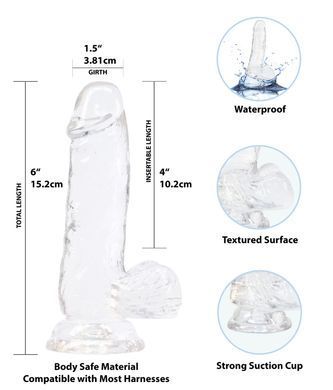 Прозрачный фаллоимитатор на присоске ADDICTION &mdash; Clear Dildo with Balls 6&Prime;, вибропуля в подарок SO5580 фото