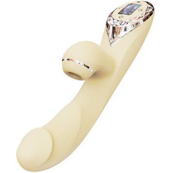 Вакуумный вибратор-кролик с подогревом KISSTOY A-King Pro Yellow, с LED-экраном SO4081 фото