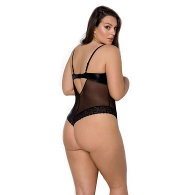 Боди Passion Exclusive NORTH BODY 4XL/5XL black, открытая грудь, с доступом, винил и кружева SO7108 фото