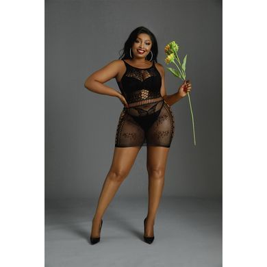 Сукня-бодістокінг Moonlight Plus Model 01 XL-XXXL Black, міні, без рукавів SO8192 фото