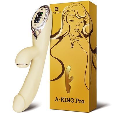 Вакуумный вибратор-кролик с подогревом KISSTOY A-King Pro Yellow, с LED-экраном SO4081 фото