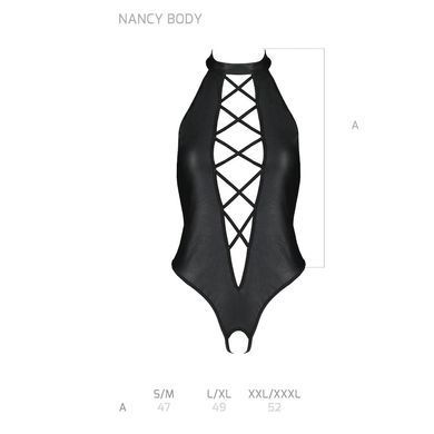 Боди из эко-кожи с имитацией шнуровки и открытым доступом Passion NANCY BODY XXL/XXXL, black SO5372 фото