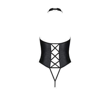 Боди из эко-кожи с имитацией шнуровки и открытым доступом Passion NANCY BODY XXL/XXXL, black SO5372 фото