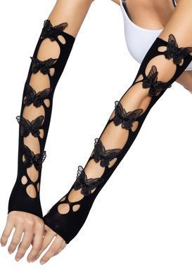 Митенки Leg Avenue Butterfly applique arm warmers Black, бабочки SO8575 фото