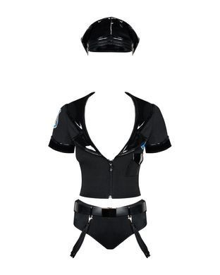 Эротический костюм полицейского Obsessive Police set S/M, black, топ, шорты, кепка, пояс, портупея SO7725 фото