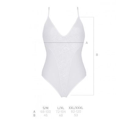 Боди с ажурным декором и открытым шагом Passion URSULA BODY S/M, white SO5833 фото
