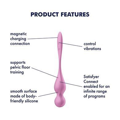 Вагінальні смарт-кульки з вібрацією Satisfyer Love Birds 1 Connect App Pink, 78 г SX0570 фото