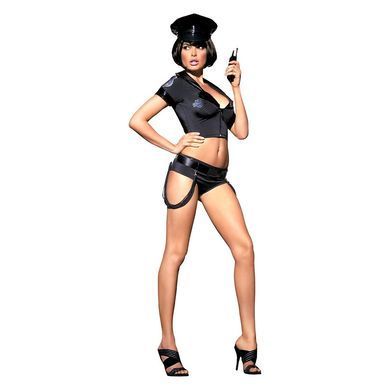 Эротический костюм полицейского Obsessive Police set S/M, black, топ, шорты, кепка, пояс, портупея SO7725 фото