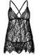 Сорочка бебі-дол Leg Avenue Floral lace babydoll & string Black L, стрінги SO9171 фото 3