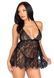 Сорочка бебі-дол Leg Avenue Floral lace babydoll & string Black L, стрінги SO9171 фото 4