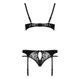 Комплект белья Passion PAULINE SET S/M, black, стрэпы, лиф, стринги и пояс для чулок EL15805 фото 6