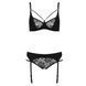 Комплект белья Passion PAULINE SET S/M, black, стрэпы, лиф, стринги и пояс для чулок EL15805 фото 5