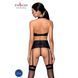Комплект з еко-шкіри з імітацією шнурівки Passion NANCY SET L/XL black топ, трусики, пояс для панчіх SO5373 фото 2