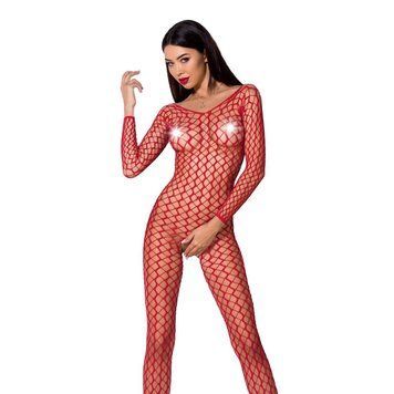 Бодістокінг Passion BS068 red, комбінезон, велика сітка, довгий рукав PBS068R фото