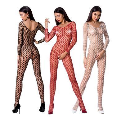Бодистокинг Passion BS068 red, комбинезон, крупная сетка, длинный рукав PBS068R фото
