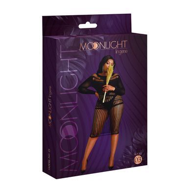 Сукня-бодістокінг Moonlight Plus Model 03 XL-XXXL Black, міді, довгий рукав SO8194 фото