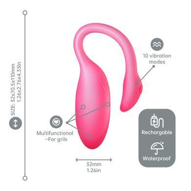 Смарт-віброяйце Magic Motion Flamingo Max Pink 2 в 1: віброяйце та тренажер Кегеля, 10 режимів SX2194 фото