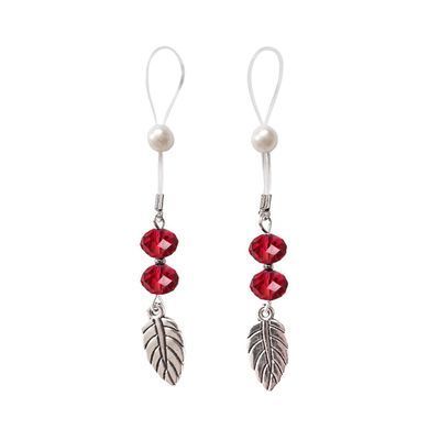 Украшения с бусинами и листиком для сосков Art of Sex &ndash; Nipple Jewelry Leaf, красные SO5396 фото