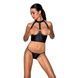 Комплект білизни з відкритими грудьми Passion GENEVIA SET WITH OPEN BRA XXL/XXXL black, корсет, стрі SO8441 фото 1