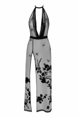 Платье Noir Handmade F312 Divinity, XXL, black, прозрачное, в пол, открытая спина, разрез сбоку SX0313 фото