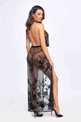 Платье Noir Handmade F312 Divinity, XXL, black, прозрачное, в пол, открытая спина, разрез сбоку SX0313 фото