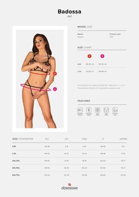 Еротичний комплект зі стреп Obsessive Badossa 2-pcs set S/M, чорний, з доступом SO7217 фото