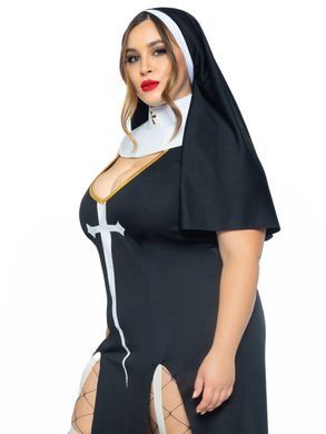 Костюм монашки-грешницы Leg Avenue Sultry Sinner 1X-2X, платье, головной убор, воротник SX1731 фото